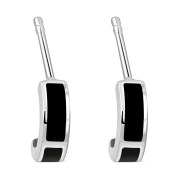 Black Onyx Stud Silver Earrings - e354